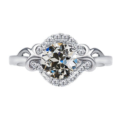 Round Diamond Old Cut Halo Anniversary Ring 3 Carats White Gold