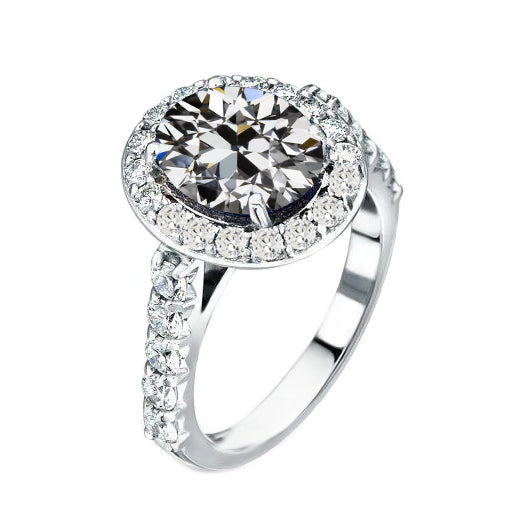 natural round diamond 3.50ct ring front view