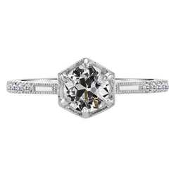 Round Mined Diamond Old Cut Milgrain Anniversary Ring 3 Carats