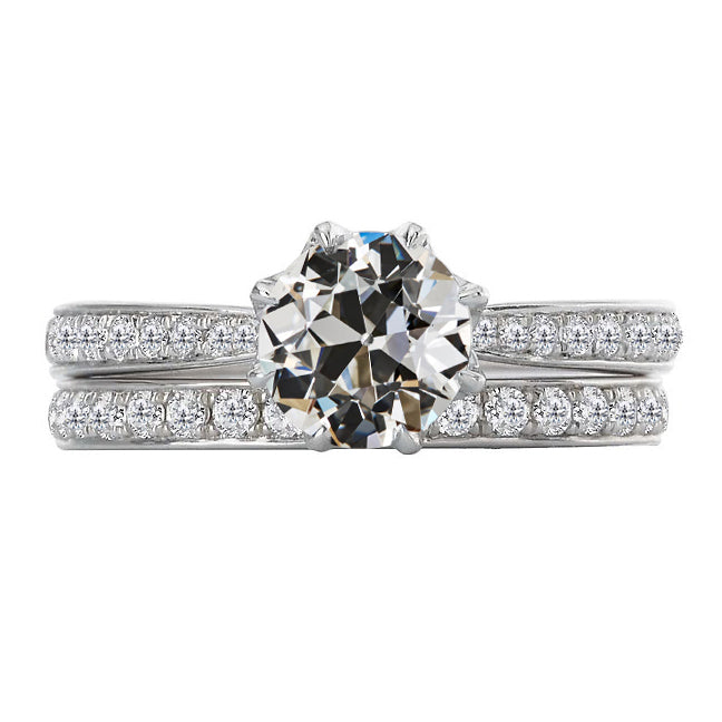 Round Diamond Old European Engagement Ring Set 3.50 Carats