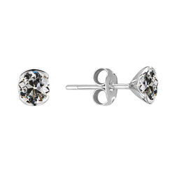Round Diamond Old European Stud Earrings Half Bezel Set 2 Carats