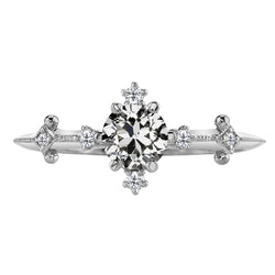 Round Real Diamond Old Mine Cut Anniversary Ring 2.50 Carats White Gold 14K