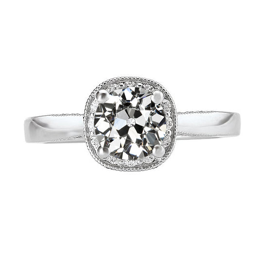 Round Diamond Old Mine Cut Halo Diamond Ring 2.50 Carats