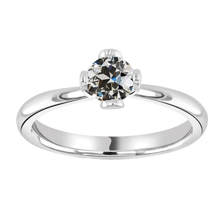 1 Carat Round Diamond Old Mine Cut Solitaire Bar Setting