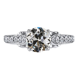 Round Diamond Old Mine Cut Solitaire With Accent Ring 3.50 Carats
