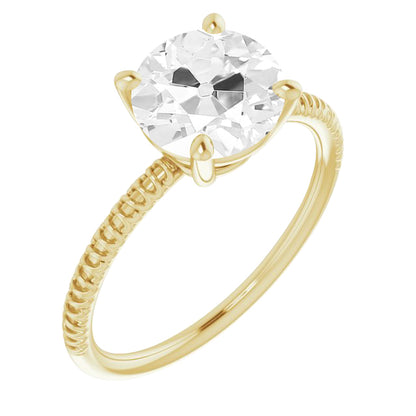 Round Diamond Old Mine Engagement Prong Set Ring 2.50 Carats