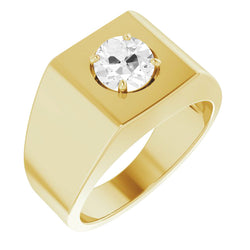 Round Diamond Old Mine Men’s Ring Thick Shank 1.50 Carats