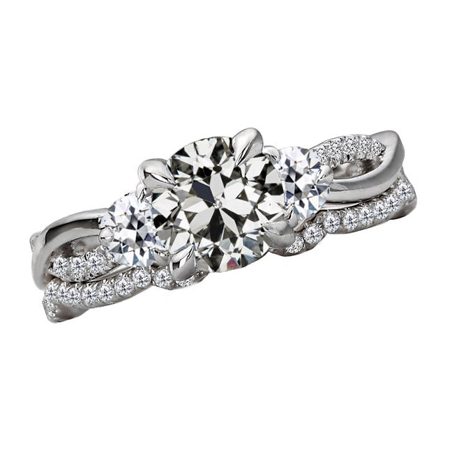 natural round diamond 3ct ring front view