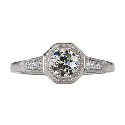 Real  Round Genuine Diamond Old Miner Ring 2 Carats Filigree White Gold