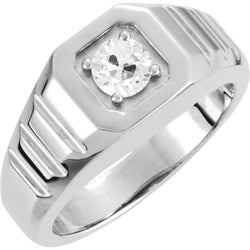 2 Carats Round Genuine Diamond Old Miner Solitaire White Gold Ring
