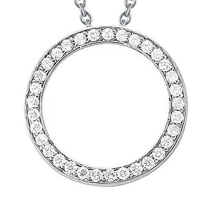 Round Natural Earth Mined Diamond Pendant Necklace 1.25 Carat Without Chain White Gold 14K