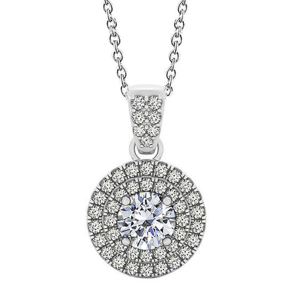Round Lab Grown Diamond Pendant Necklace 1.85 Carat Without Chain White Gold 14K