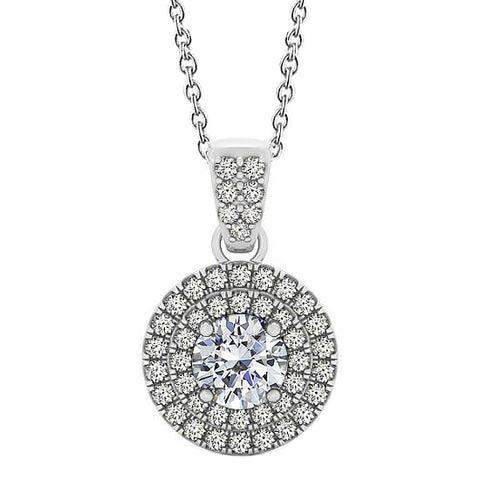 Round Diamond Pendant Necklace 1.85 Carat Without Chain White Gold 14K