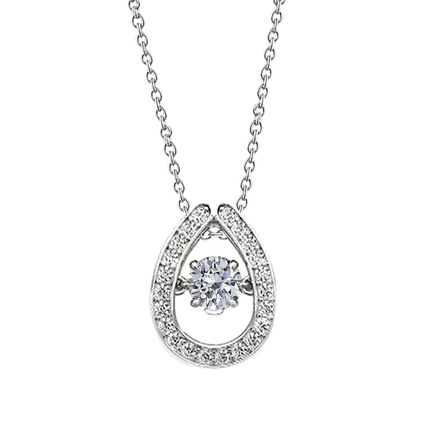 Round Lab Grown Diamond Pendant Necklace 2 Ct Solid White Gold 14K Jewelry
