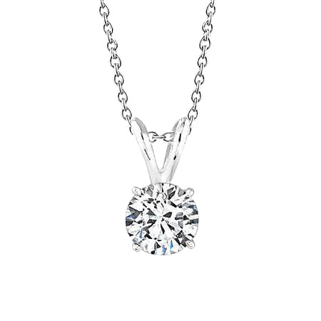 Round Genuine Natural Earth Mined Diamond Pendant Necklace With Chain 0.75 Carat White Gold 14K