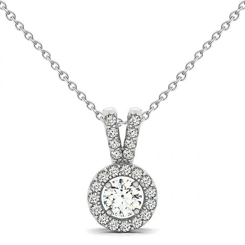 Round Natural Earth Mined Diamond Pendant Necklace Without Chain 1.25 Carat Solid Gold 14K