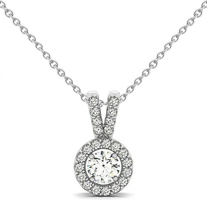 Round Natural Earth Mined Diamond Pendant Necklace Without Chain 1.25 Carat Solid Gold 14K