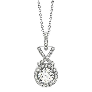 Round Diamond Pendant Necklace Without Chain 1.50 Carat White Gold 14K