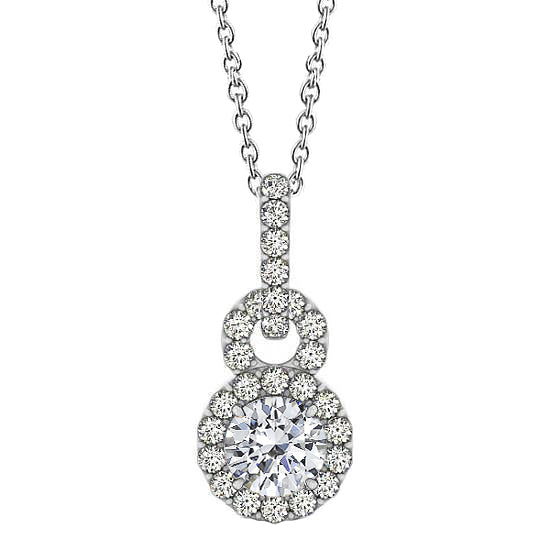 Round Natural Earth Mined Diamond Pendant Necklace Without Chain 1.75 Carat White Gold 14K