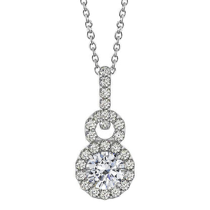 Round Natural Earth Mined Diamond Pendant Necklace Without Chain 1.75 Carat White Gold 14K