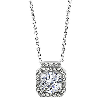 Round Natural Earth Mined Diamond Pendant Necklace Without Chain 1.95 Carat White Gold 14K