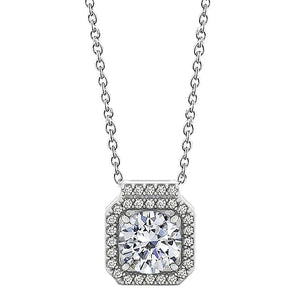 Round Diamond Pendant Necklace Without Chain 1.95 Carat White Gold 14K