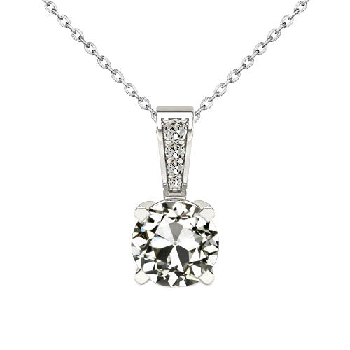 natural round diamond 2ct pendant front view