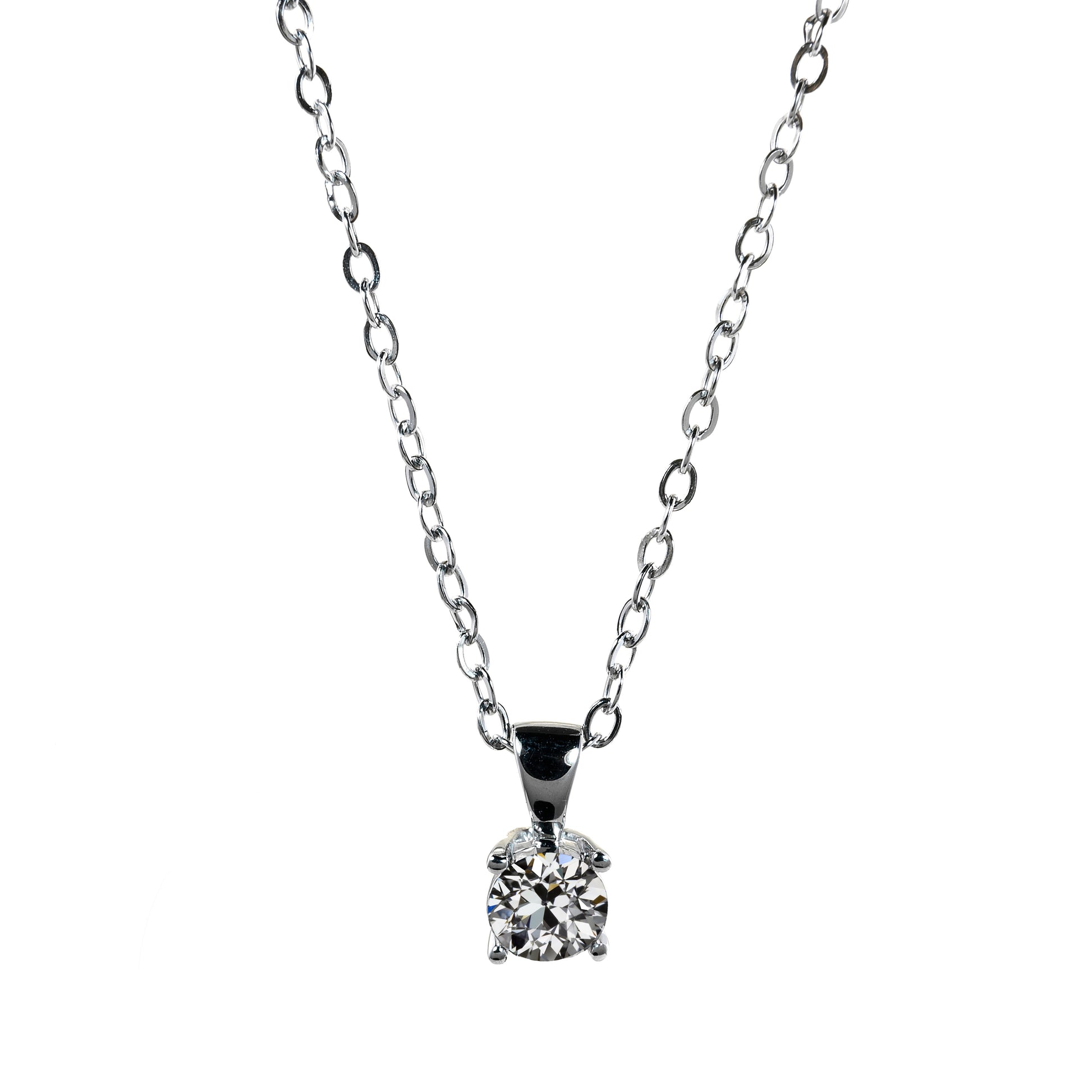 Round Diamond Pendant 1 Carat Old Miner Prong Set