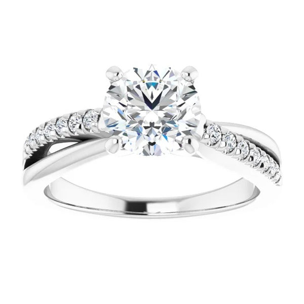 Princess Cut White Elegant Woman's Solitaire Ring with Accents Diamond 