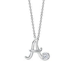 Round Diamond Solitaire A Initial 1 Carat Pendant White Gold Jewelry