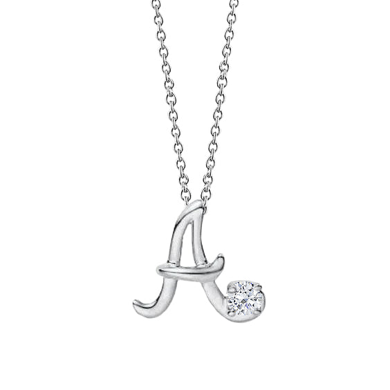 Round Diamond Solitaire A Initial 1 Carat Pendant White Gold Jewelry