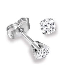 1 Carat Round Diamond Stud Earring Crown Setting 14K White Gold