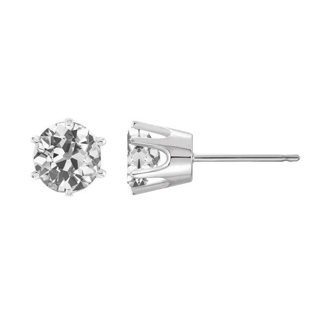 natural round diamond 3ct earring front view