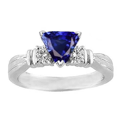 Ladies Brilliant Sparkling    Sparkling Unique Lady’s   Round Diamond Three Stone Ring Sapphire