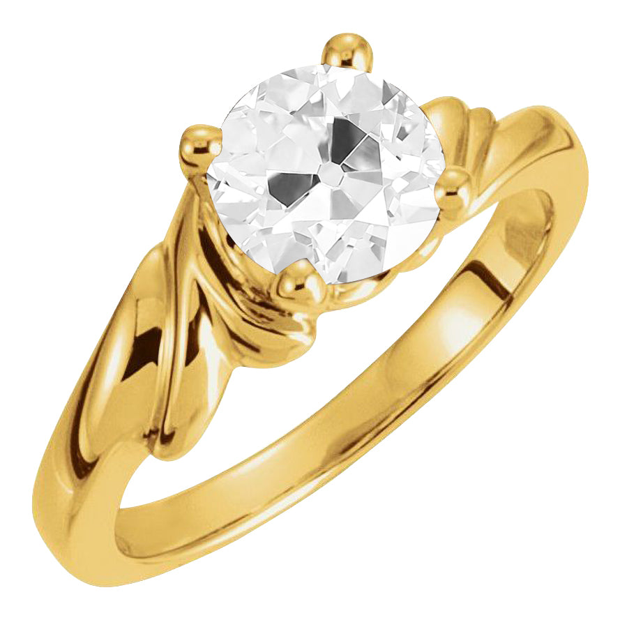 Round Diamond Yellow Gold Solitaire Ring Prong Set 3.50 Carats
