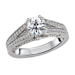 Round Elegant Old Mine Natural Real Diamond ( Not Lab Grown ) Ring Solitaire With Accents 2 Carats