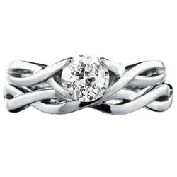 Round Engagement Ring Old Miner Diamond 1 Carat Infinity Shank