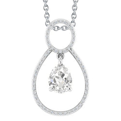 Round Gold Genuine Natural Earth Mined Diamond Pendant Pear Old Miner 3.50 Carats Prong Set