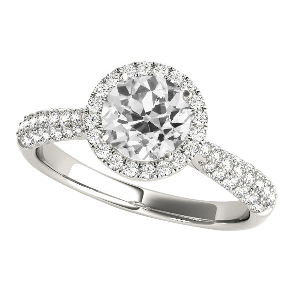 Round Halo Anniversary Ring Old Miner Diamond Pave Set