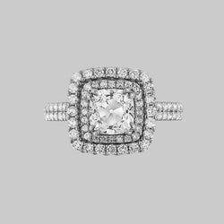 Round Halo Cushion Old Mine Cut Diamond Engagement Ring 4.50 Carats