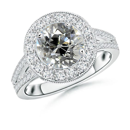 natural round diamond 3.50ct ring front view