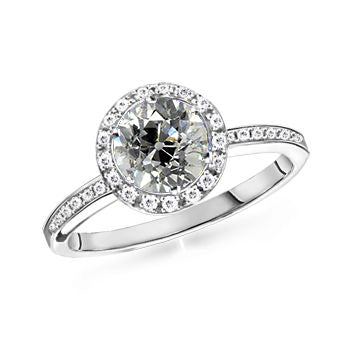 Round Halo Diamond Old Miner Ring Gold Jewelry