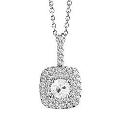 Round Halo Natural Earth Mined Diamond Pendant Old Miner Prong Set 3 Carats White Gold