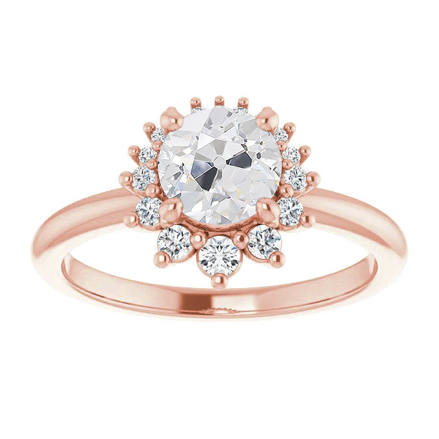 Round Halo Engagement Ring Old Miner