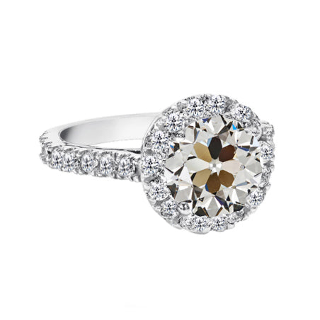 natural round diamond 3ct ring front view
