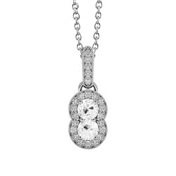 Round Halo Old Mine Cut Genuine Natural Earth Mined Diamond Pendant Two Stone 2 Carats
