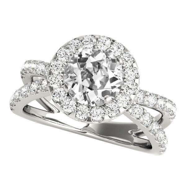 Round Halo Old Miner Diamond Wedding Ring