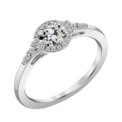 Round Halo Old Miner Real Diamond Engagement Ring 2 Carats White Gold 14K