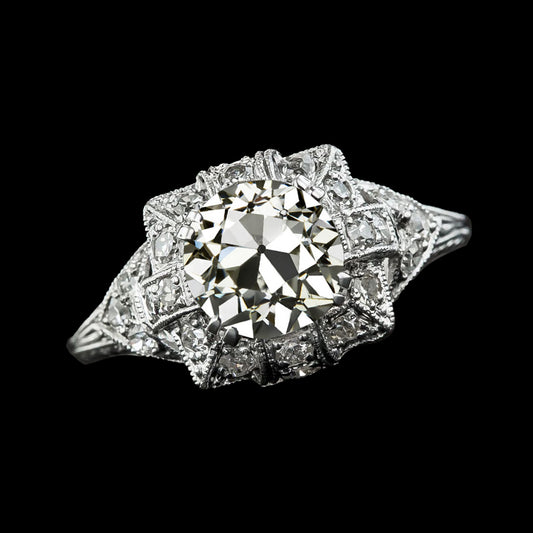 natural round diamond 3.75ct ring front view