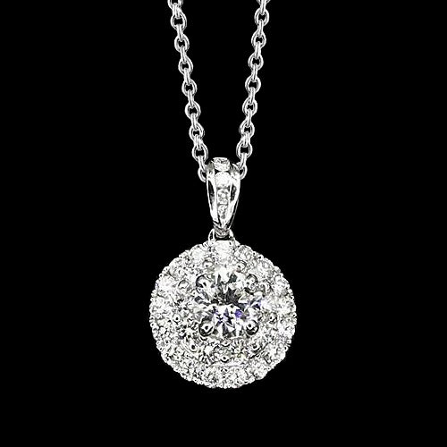Round Halo Set Natural Earth Mined Diamond Pendant 1.75 Carats Ladies Jewelry New
